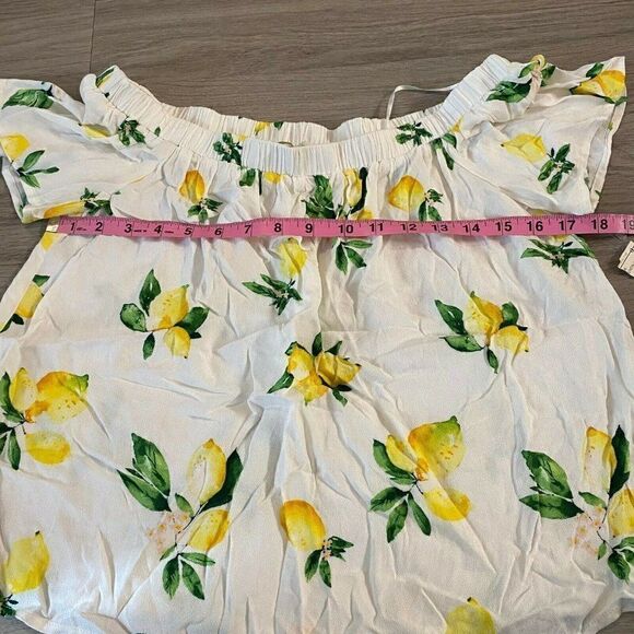 The Impeccable Pig Womens White Floral Off The Shoulder Cropped Blouse Top Small - Picture 3 of 6